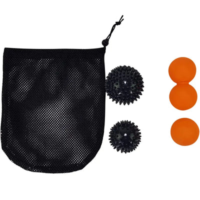 Massageball - Set 5tlg. - 2 Igelbälle + 2 Silikonbälle verschiedenen Ausführungen Tiefenmassage Premium Qualität - Sport - Knight