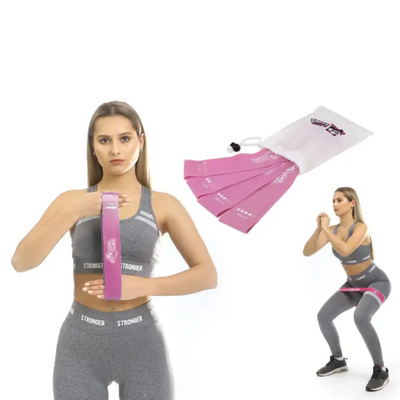 Resistance Bänder 4er - Set Pink inklusive praktischer Tragetasche bis zu 18 Kg Widerstand vielseitig einsetzbar - Sport - Knight