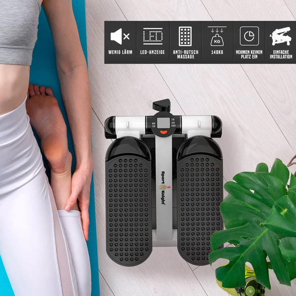 Compact Aerobic Stepper mit Smart-LCD-Display, extra starke Resistancebänder für effektives Ganzkörpertraining