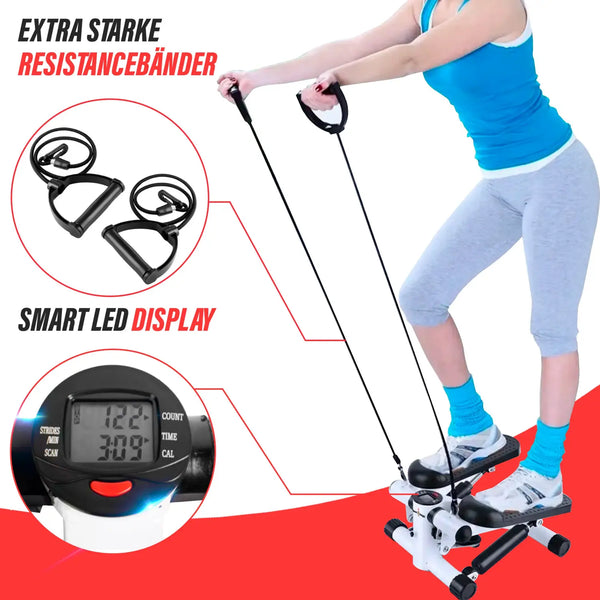 Aerobic Stepper mit Smart-LCD-Display, effektives Ganzkörpertraining und extra starke Resistancebänder