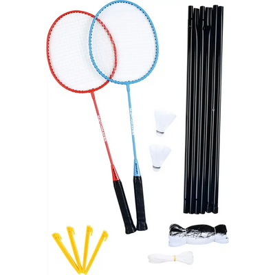 Badminton Set Pro Inklusive Netz Komplettausrüstung - Sport - Knight - Volleyball - Ballsport, sk2, Trust - Hergestellt in Europa