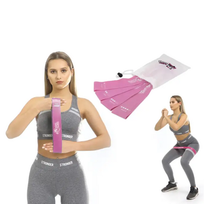 Resistance Bänder 4er-Set Pink inklusive praktischer Tragetasche bis zu 18 Kg Widerstand vielseitig einsetzbar - Sport-Knight