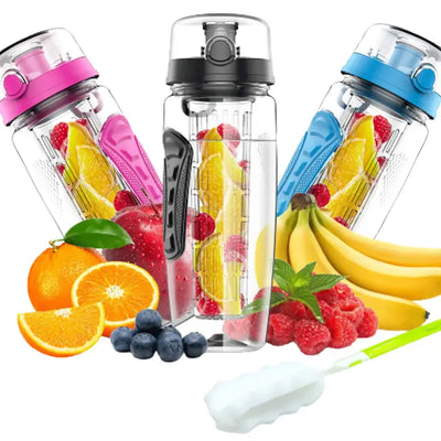 Shaker Früchte - Smoothie + Tasche u. Rezepteheft Anti - Rutsch - Griffpolster an den Seiten auslaufsicherer Verschluss - Sport - Knight