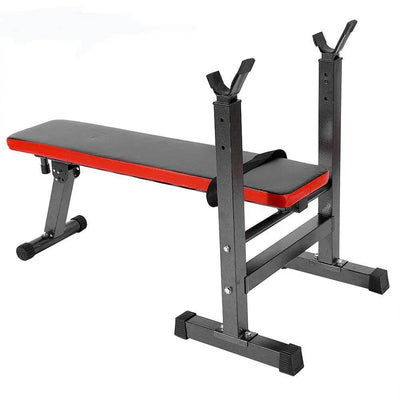 Weightlifting bench with barbell rack, 4in1 Hantelbank zusammenklappbar mit dickem Polster
