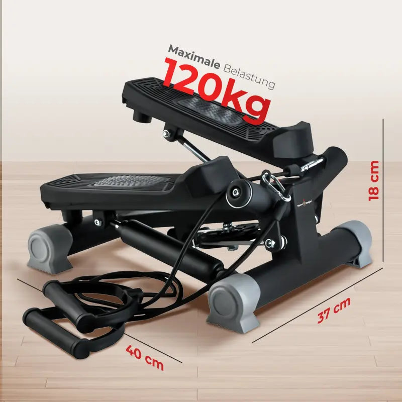Black Stepper mit Trainingsbändern, gelenkschonende Twist-Bewegung stärkt, Premium Twist-Steper