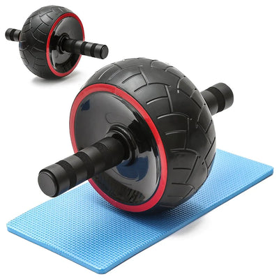 Bauchtrainer Rolle mit Textured Wheel, Schaumstoffgriffe inklusive Kniematte, komfortables Design