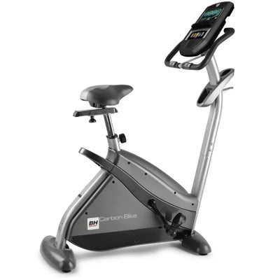 Graues Heimtrainer Fahrrad mit XXL Gel-Sitz, horizontal vertikal Einstellung und verstärkten Pedalen