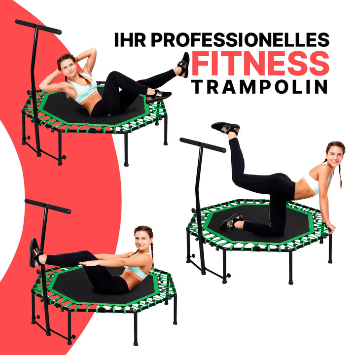 Fitness Trampolin Indoor - Faltbar Mit Höhenverstellbarem Griff