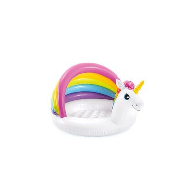Inflatable unicorn pool mit Regenbogen-Schirm, trendiges Schwimmtier für Kinder 1-3 Jahre