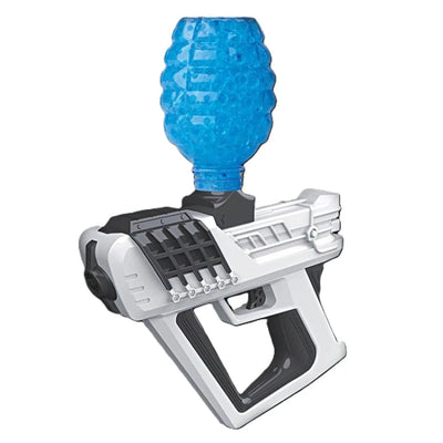 Weiße und schwarze elektrischer gel blaster mit blauer granatenförmiger Reservoir
