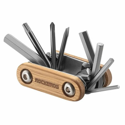 Fahrrad Multitool 8-in-1 aus Edelstahl und Rosenholz mit robustem T20 Torx-Schlüssel