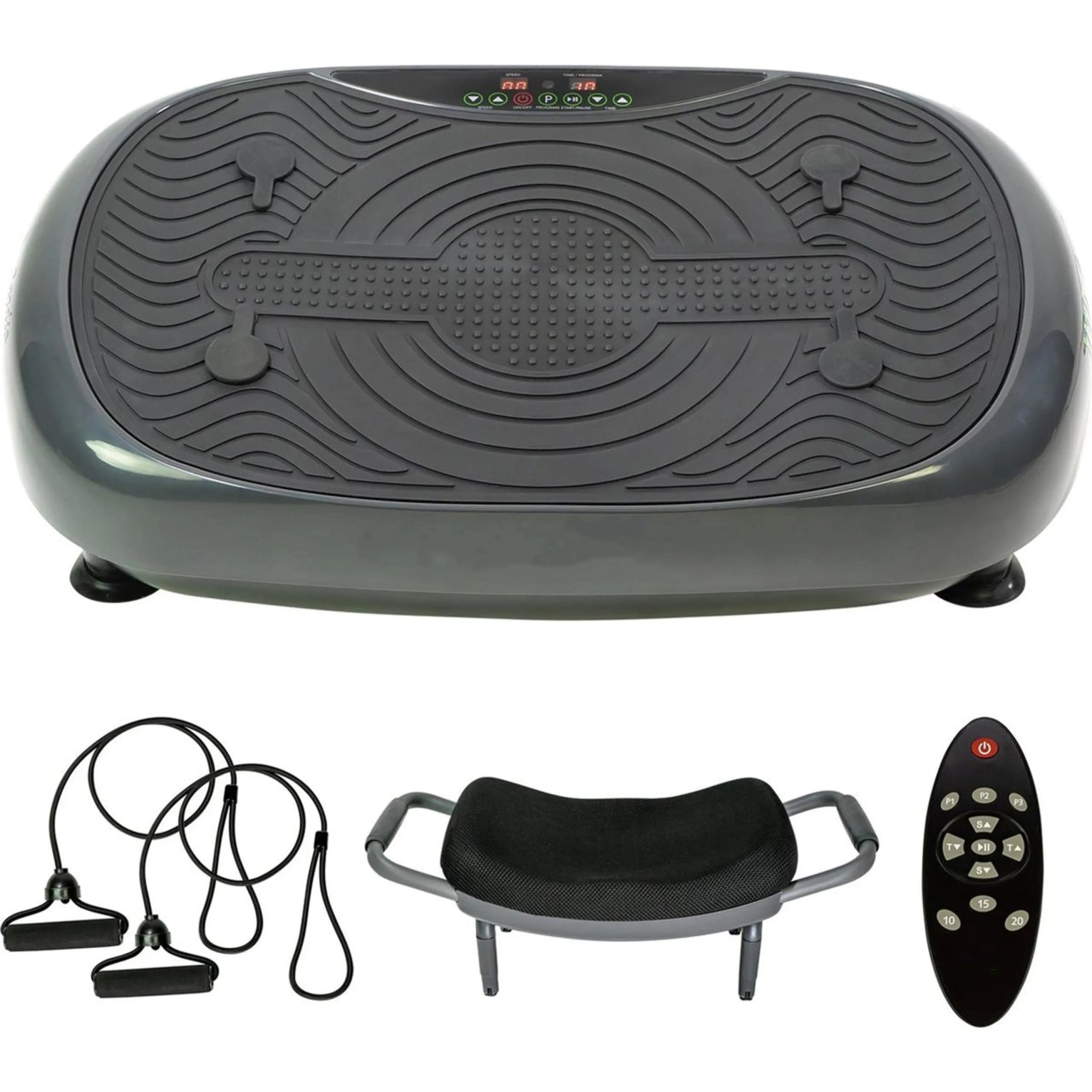 Vibrationsplatte 2025 - 200 Stufen, Bis 150kg, Mit Griff, 58cm Plattform, Inkl. Widerstandsbänder