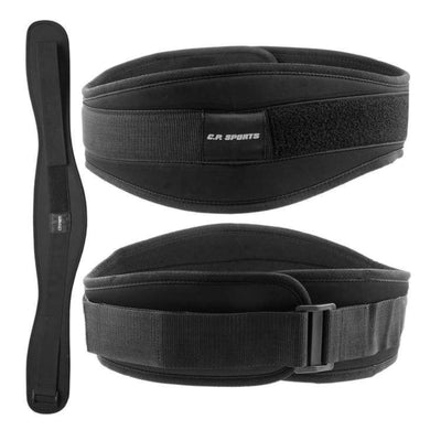 Schwarzer superleichter Nylontrainingsgürtel mit ergonomischer Passform und flexiblen Klettverschluss