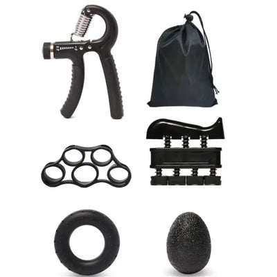 Black Handtrainer Set 5-teilig für Stressabbau und vielseitiges Handtraining
