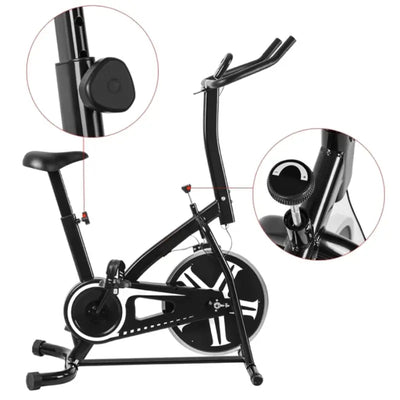 Schwarzer Hochleistungs Heimtrainer mit integriertem Display und Handyhalterung