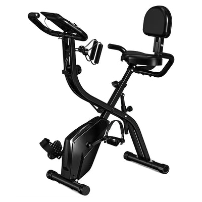 Schwarzer klappbarer Heimtrainer mit Rückenlehne, LCD-Display, Trainingsbändern, hochleistungs-indoor-cardio