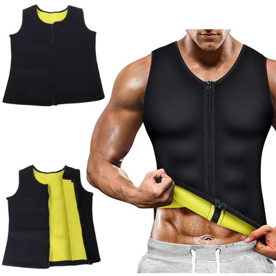 Schwarzes und gelbes figurformendes Neopren-Fitness-Top mit Reißverschluss für effektive Körperformung