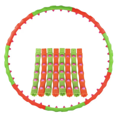 Orange und grüne Hula Hoop Reifen Premium mit Magnet-Massage-Noppen für Reifentraining
