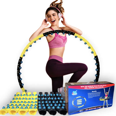 Hula Hoop Reifen Premium mit Magnet-Massage-Noppen für effektives Reifentraining Buch
