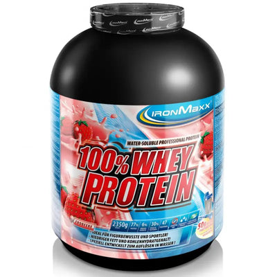 Schwarzer Eimer mit Wasserbasis entwickeltem Whey Protein geschmacklich unübertroffen