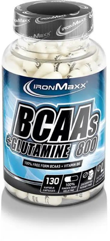 IronMaxx BCAAs + Glutamin 800 Kapseln mit gentechnisch veränderten Pflanzen für Muskelaufbau