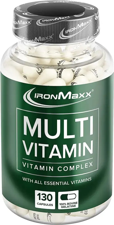 Bottle mit Multivitamin-Kapseln für die Erhaltung normaler Knochen und tägliche Einnahme