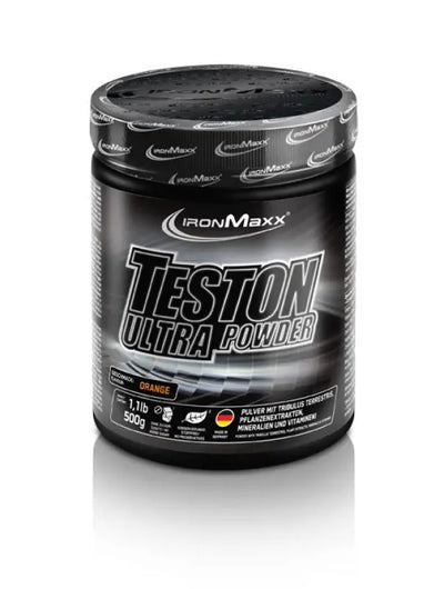 Schwarzer Behälter von Teston Ultra Powder für maximalen Muskelaufbau 500g Dose