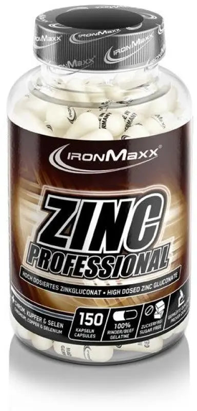 IronMaxx Zinc Professional Kapseln zur Reduzierung oxidativen Stresses mit hoher Bioverfügbarkeit