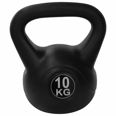 Schwarzer 10 kg Kettlebell aus hochwertigem PVC mit Sandfüllung, ideal für akrobatische Kunststücke