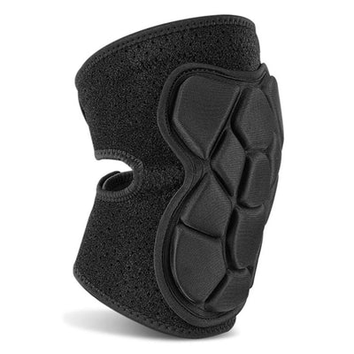 Black padded knee brace mit innovativer Panzer-Optik, hochwertiger Knie-Schoner schützt beim Sport