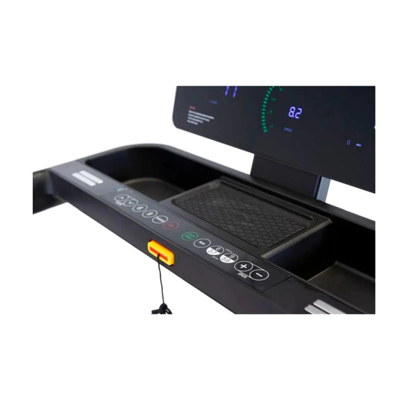 Treadmill console mit Display und Steuerelementen, ideal für effektives Ausdauertraining zuhause