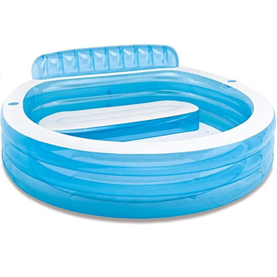 Inflatable blauer und weißer Luxus Pool Lounge mit Rückenlehne und Getränkehalter