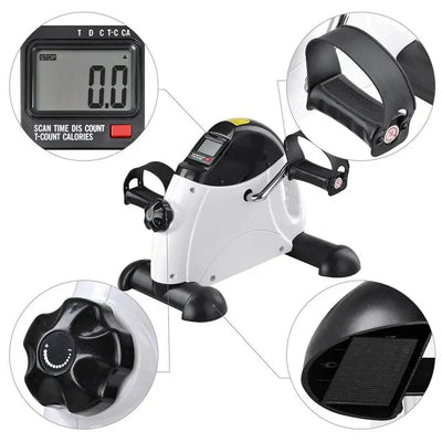 Weiße und schwarze Mini Heimtrainer mit LCD, verstellbarem Widerstand für effektives Training