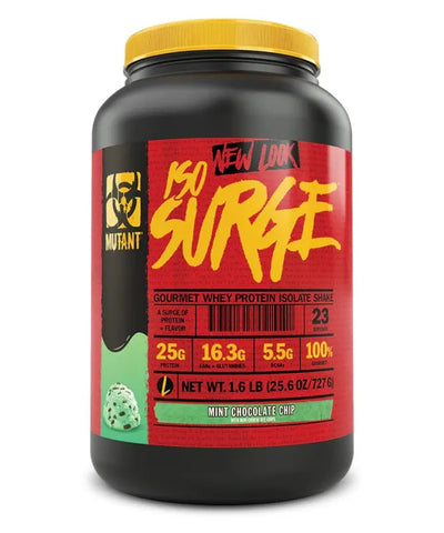 Schwarzer Behälter von Mutant Iso Surge Proteinpulver, ideal für Muskelaufbau