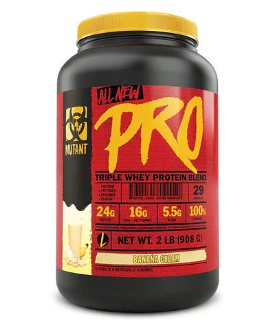 Schwarzer Mutant Whey Pro Becher mit Bananencreme Kekse für Low Carb Shake Genuss