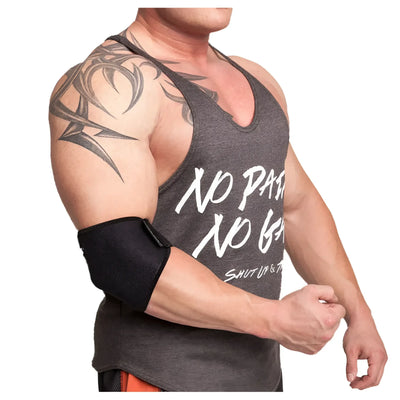 Schwarze Elbow Brace Neopren mit hoher Tragekomfort, hochwertig verarbeitet und Klettverschluss