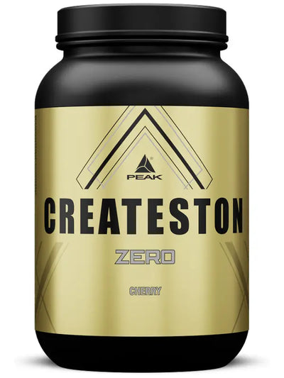 Schwarzer Behälter Peak Createston Zero mit whey protein isolat für fettarmen muskelaufbau