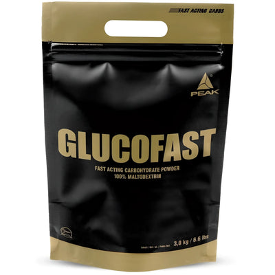 Schwarze goldene Peak Glucofast Packung mit Kohlenhydratspender und Vitamin-Komplex