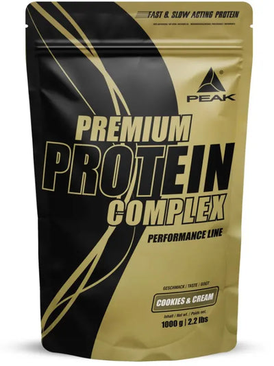 Peak Premium Protein Komplex mit cremiger Milchshake Konsistenz und niedrigem Fettanteil