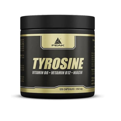 Schwarzer Container Peak Tyrosine Kapseln für optimale Performance bei Diäten ideal