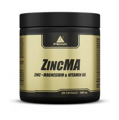 Black und gold ZincMA Behälter für optimales assimilierbares Sportsupplement bei normalem Testosteronspiegel
