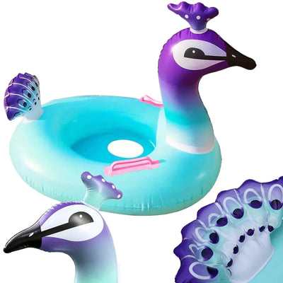 Inflatable Pfau Poolring für Baby Pool, Eihorn Baby, Poolspaß 1-3 Jahre, 60x45 cm