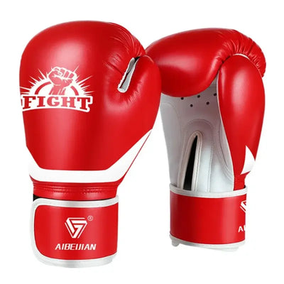 Professionelle PU Boxhandschuhe in Rot für Muay Thai Boxen mit Handgelenkschutz