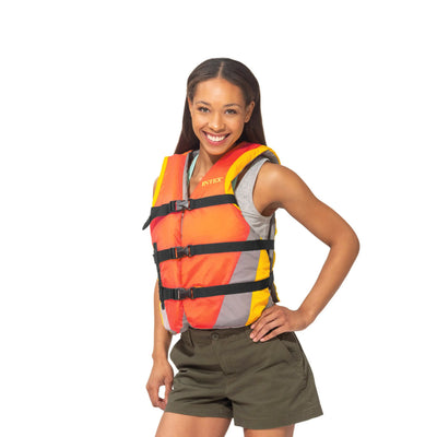 Orange und gelbe Rettungsweste Schwimmweste für Kinder, Nylon, verstellbare Gurte