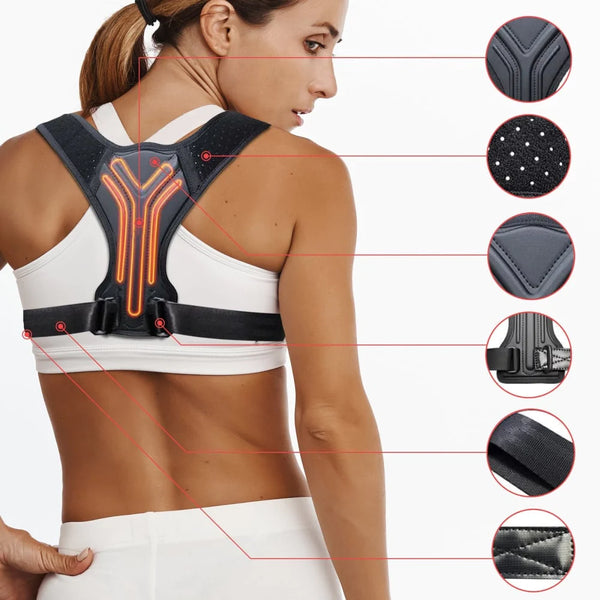 Posture corrector mit beheiztem Rückenpolster, Haltungskorrektur und schulterriemen anpassbar