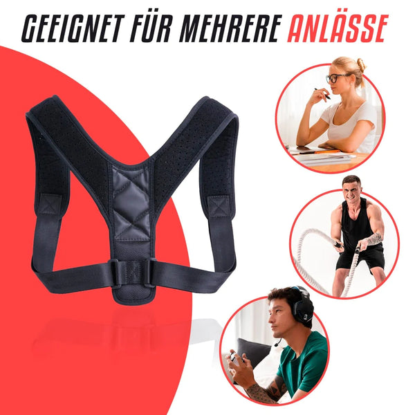 Schwarzer Haltungskorrektor aus komfortreichem Premium Neopren, weich und atmungsaktiv