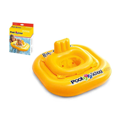 Bunter gelber aufblasbarer Schwimmring für Kinder bis 15 kg mit Kopfstütze