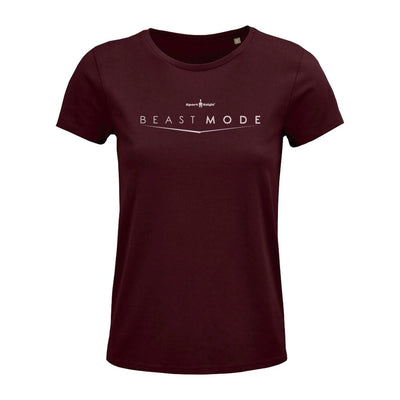 Maroon T-Shirt für Damen Fitness Sport-Knight® Damen Beast Mode Organisch