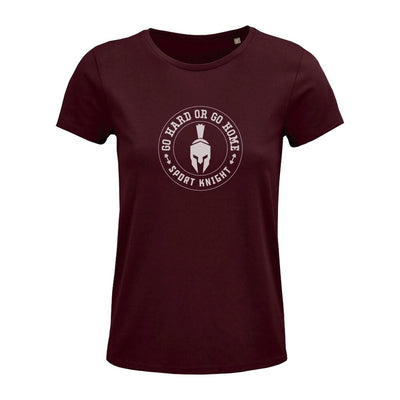 Maroon Damen Fitness T-Shirt mit runden Logo, Sport-Knight® Damen T-Shirt
