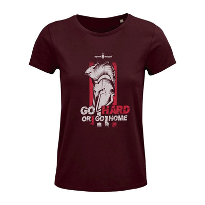Maroon Damen Fitness T-Shirt mit Spartan Helm Grafik von Sport-Knight® Damen